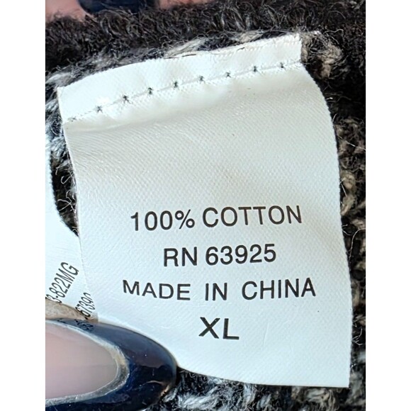 Trash Nouveau Shawl Collar Pullover Sweater — Black & Gray Aztec Knit — XL 2000s - Picture 9 of 11